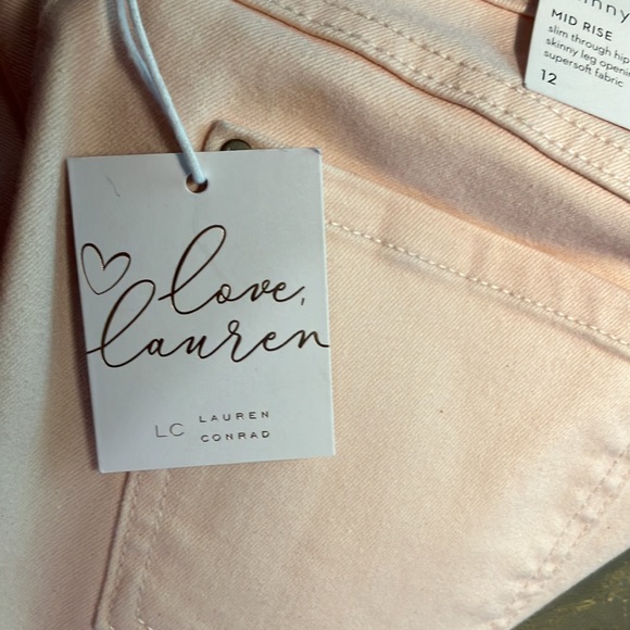 LC Lauren Conrad Distressed Color Skinny Jeans. Pale pink color. - Picture 6 of 16
